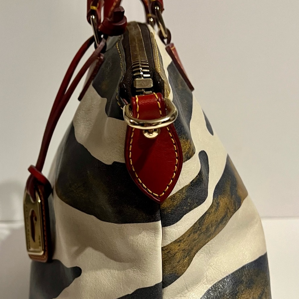 Dooney & Bourke Red Trim Zebra Print Satchel - Picture 4 of 11